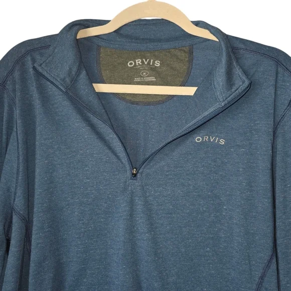 Orvis Blue Quarter Zip Pullover Shirt Size Medium  Classic Design Comfortable - Picture 2 of 7